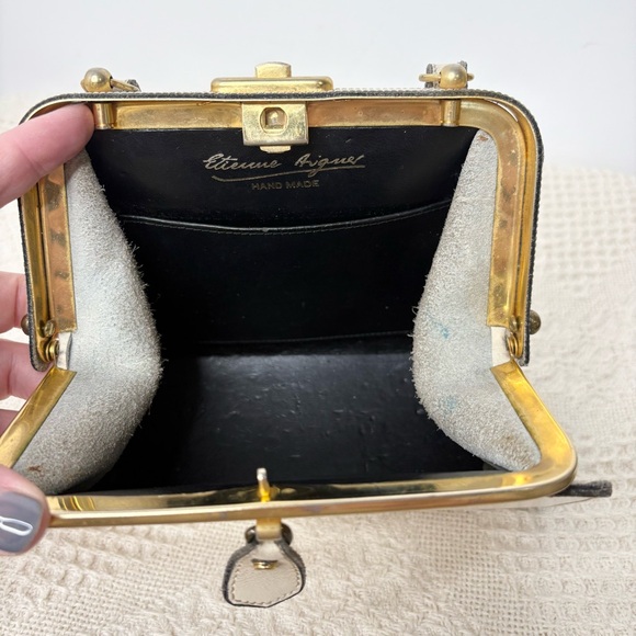 MCM Vintage Etienne Aigner Framed Purse White Leather Handbag Hand Made - Picture 11 of 11